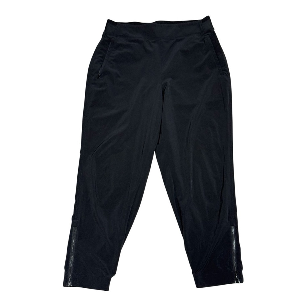 Athleta Black Cropped Ankle Zip Pants Size 10P | Stretch Athletic Travel Wear
